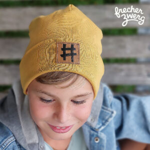 Hipsterbeanie senf "Hashtag"